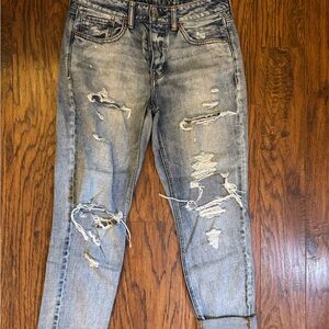 American Eagle Outfitters Distressed Light Blue Ankle Jeans